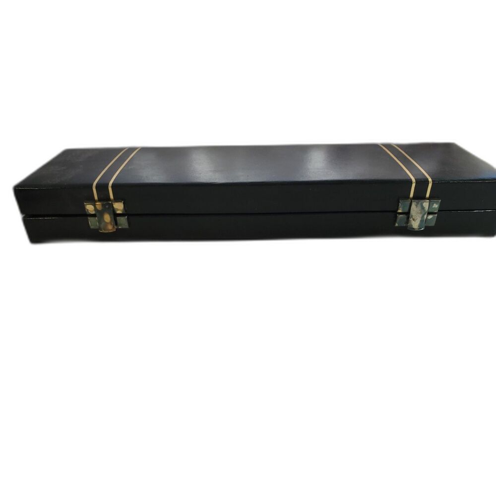Black Jewelry Box  Tan fabric interior~Vintage~